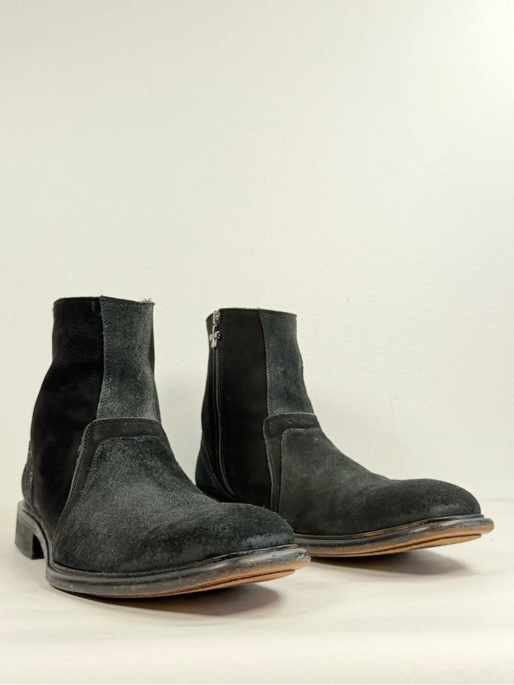 Men's Vintage MARK NASON Cross Boots Size 10.5 Black Zip Suede Made In Italy